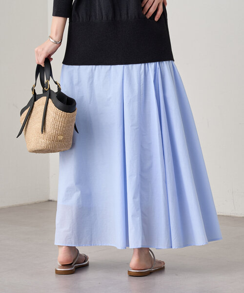 ラウンジドレス　パネルギャザー スカート サックス LOUNGEDRESS（ラウンジドレス）の「パネルギャザースカート