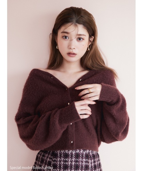 STONE  スナイデルニット　カーディガン SNIDEL（スナイデル） ニットカーディガン FREE ブラウン レディース