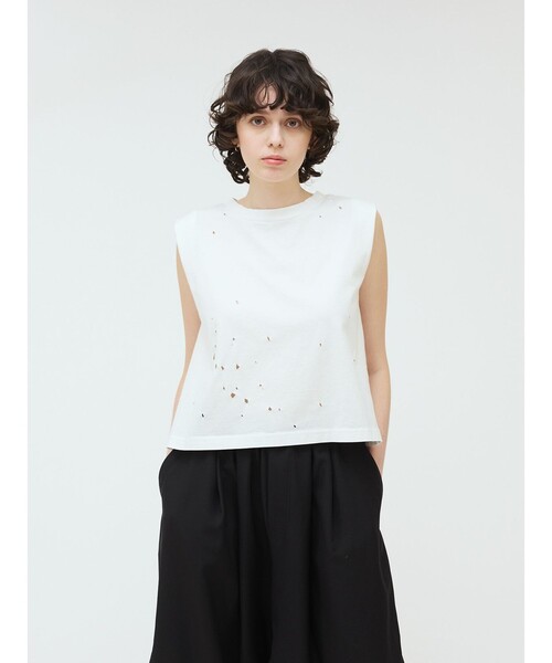 tシャツ mizuiro ind パンチングノースリーブプルオーバー レディース