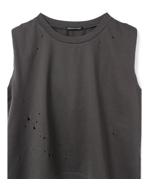 tシャツ mizuiro ind パンチングノースリーブプルオーバー レディース mizuiroind tシャツ mizuiro ind メッシュミックスワイドプル