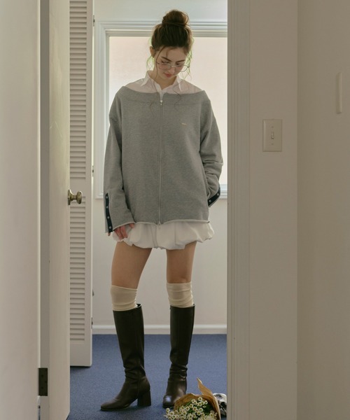 loin nuit トレーナー スウェット back open zip sweat / バック