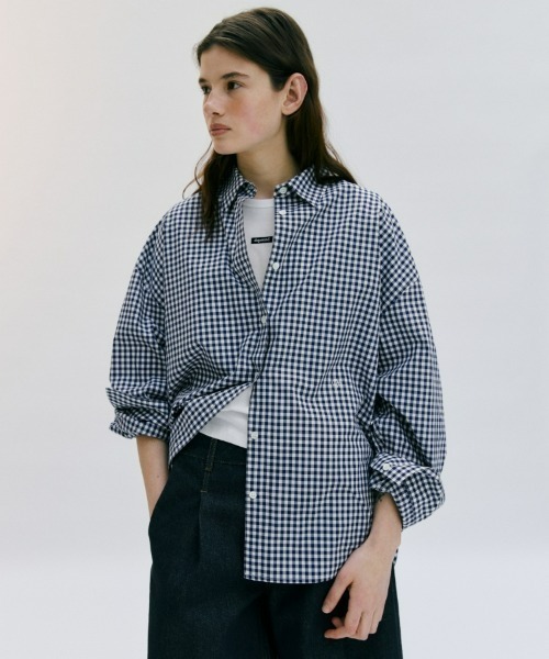 ブラウス シャツ oversized check shirts レディース