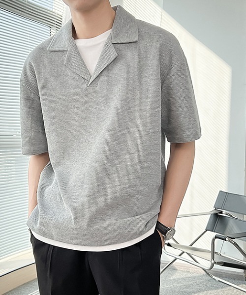 【未使用】diasporaskateboards シャツ　ワッフルポロシャツ V12 - 【26SS】 AIRY AWA POLO / ワッフル生地 異素材切り替え