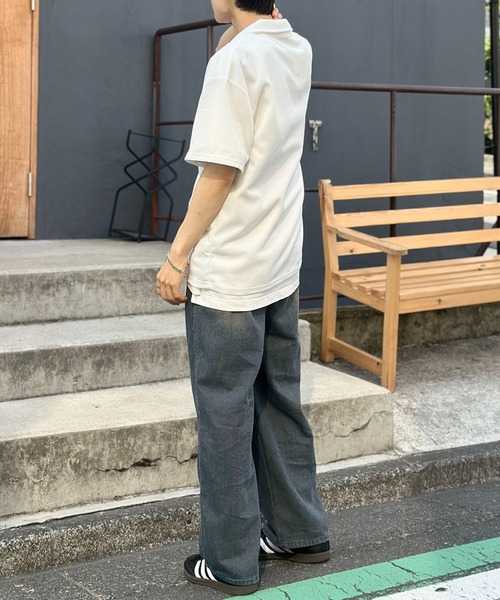 link lot ポロシャツ オープンカラーワッフルポロシャツ メンズ