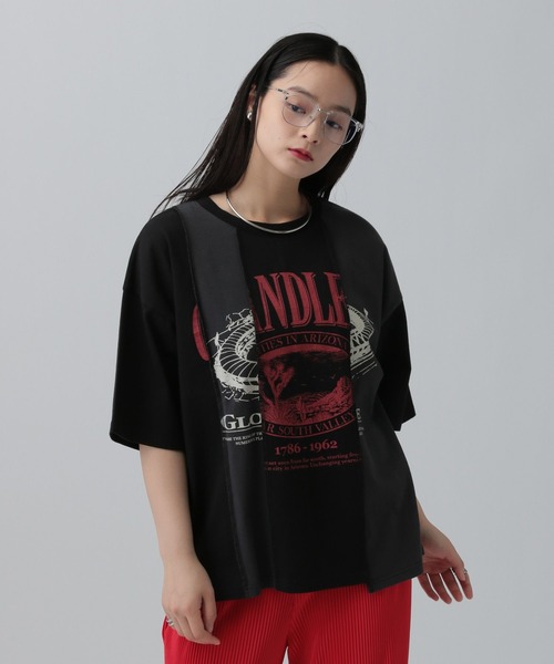 LEPSIM（レプシィム） tシャツ 半袖 ストーンウォッシュ切り替えT