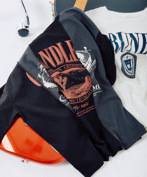 【新品】ストーンウォッシュ切り替えコットンワイドパンツ　ブラック　D748 LEPSIM（レプシィム） tシャツ ストーンウォッシュ切り替えT 494900