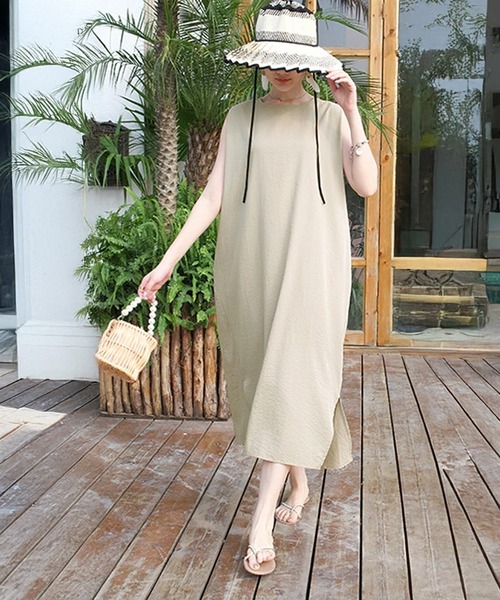 ワンピース リネン風ノースリーブワンピース : ZOZOTOWN Yahoo!店