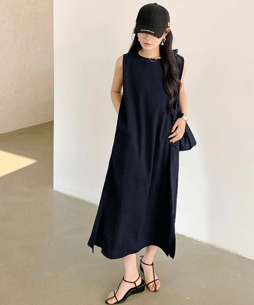 ワンピース リネン風ノースリーブワンピース : ZOZOTOWN Yahoo!店