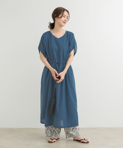 新品 タグ付き 1.3万UR TECH 高機能リネン ウエストギャザーワンピース URBAN RESEARCH DOORS ワンピース 「WEB/一部店舗限定サイズ