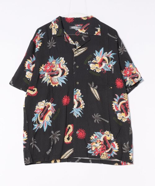 Kahiko シャツ 「Kahiko」SURF＆Palms レインMEN'Sアロハシャツ