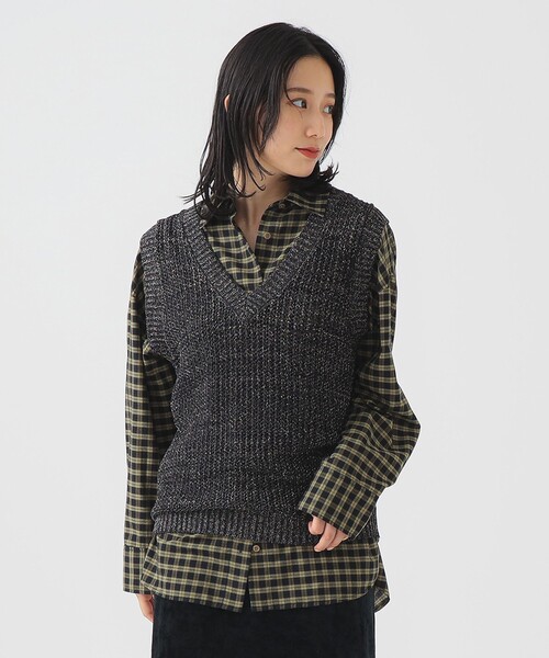 レディース メッシュ ラメ ベスト B：MING by BEAMS（ビーミング by ビームス） ベスト ジレ メッシュ
