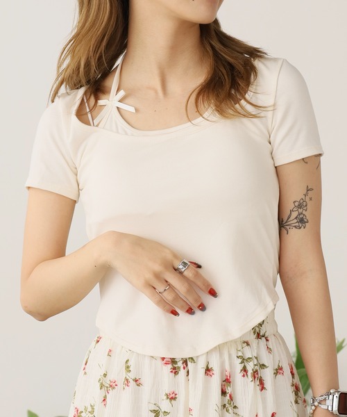 ROOP TOKYO tシャツ Square Neck Top with Cups / カップ付き