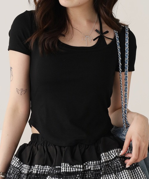 新品タグ付き　カットソー ROOP TOKYO tシャツ Square Neck Top with Cups / カップ付き