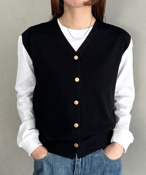 ベスト ジレ 金ボタンニットベスト レディース : ZOZOTOWN Yahoo!店
