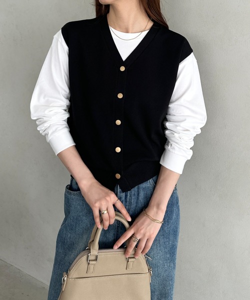 ベスト ジレ 金ボタンニットベスト レディース : ZOZOTOWN Yahoo!店