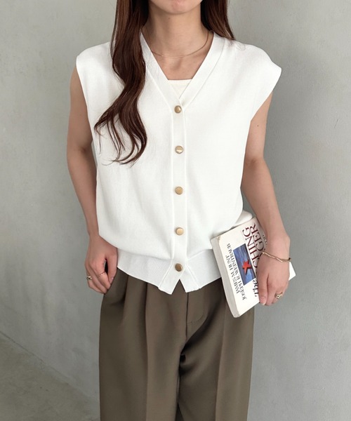 ベスト ジレ 金ボタンニットベスト レディース : ZOZOTOWN Yahoo!店