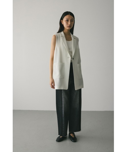 【未使用品】Ann Demeulemeester ホワイト ロングベスト ジレ STYLEMIXER（スタイルミキサー） ベスト ジレ 夏 ワンボタンルーズ