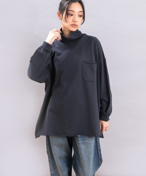 tシャツ M2494 丸いポケットのBIGタートルプルオーバー レディース