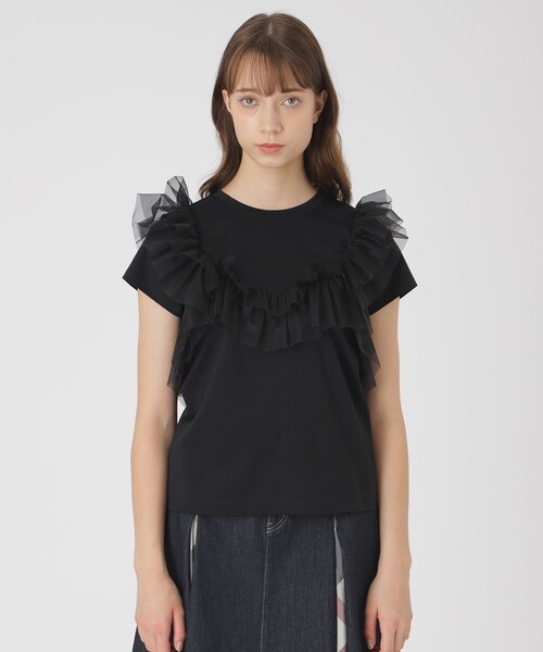 ブルーレーベルクレストブリッジ コットンライトポンチフリルチュールカットソー BLUE LABEL CRESTBRIDGE（ブルーレーベルクレストブリッジ） tシャツ