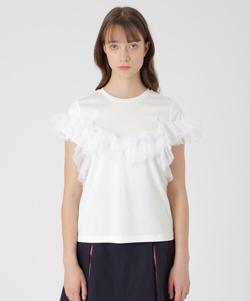 ブルーレーベルクレストブリッジ コットンライトポンチフリルチュールカットソー BLUE LABEL CRESTBRIDGE（ブルーレーベルクレストブリッジ） tシャツ