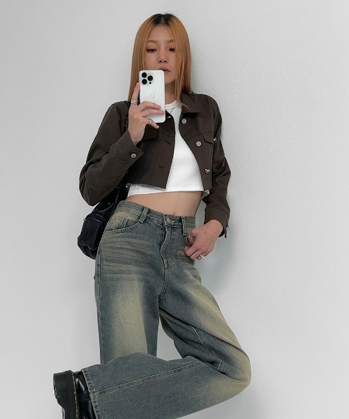 [BLACKUP] обработка Denim брюки LARGE голубой женский 