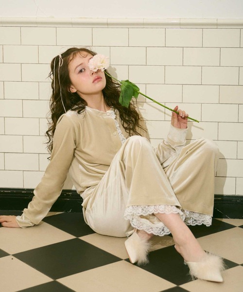 Lepus Fae パンツ レースコンビベロアパンツ レディース : ZOZOTOWN