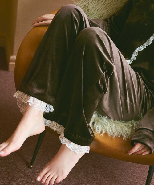 Lepus Fae パンツ レースコンビベロアパンツ レディース : ZOZOTOWN