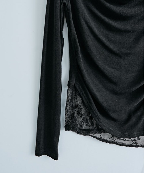 tシャツ レイヤード ワンショルダー レース トップス レディース