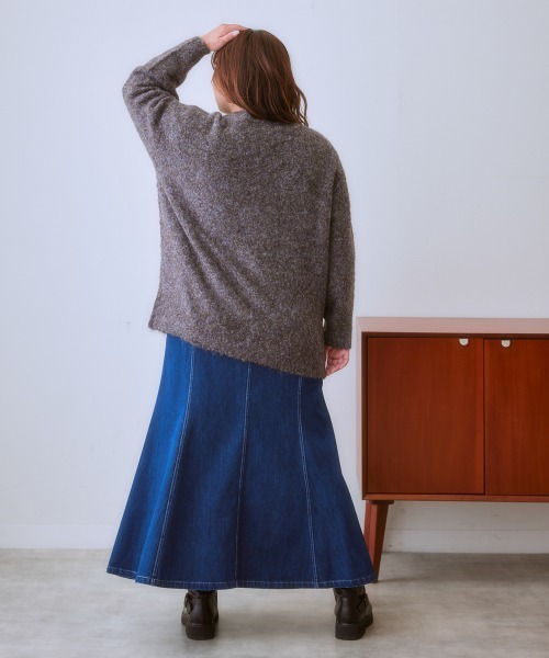 SMILELAND カーディガン 「大きいサイズ」ミックスループヤーン