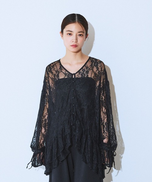 JEANASIS（ジーナシス） ブラウス シャツ Wフリルヘムレースブラウス