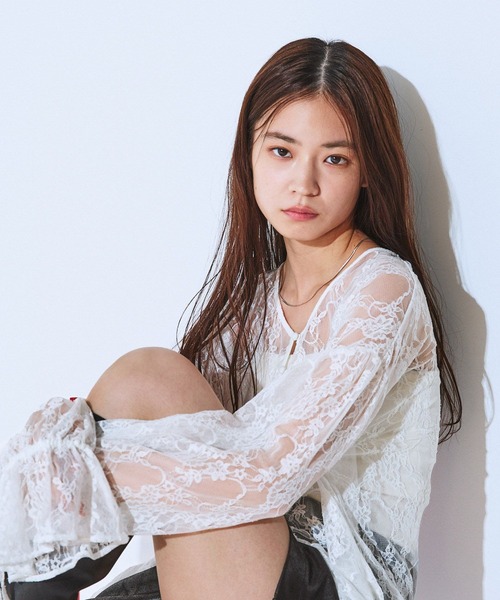 JEANASIS（ジーナシス） ブラウス シャツ Wフリルヘムレースブラウス