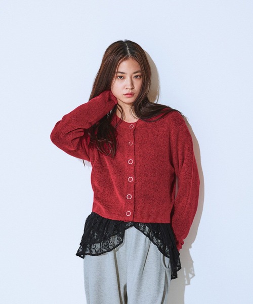 JEANASIS（ジーナシス） ブラウス シャツ Wフリルヘムレースブラウス