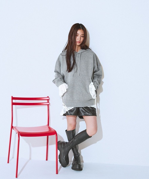 JEANASIS（ジーナシス） ブラウス シャツ Wフリルヘムレースブラウス