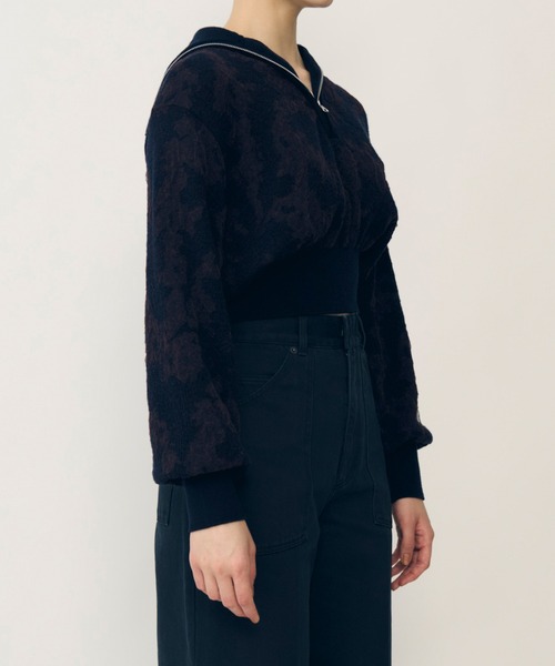 ニット セーター レイヤードジャカードジップアッププルオーバー / Layered Jacquard Zip-Up Pullover レディースの画像