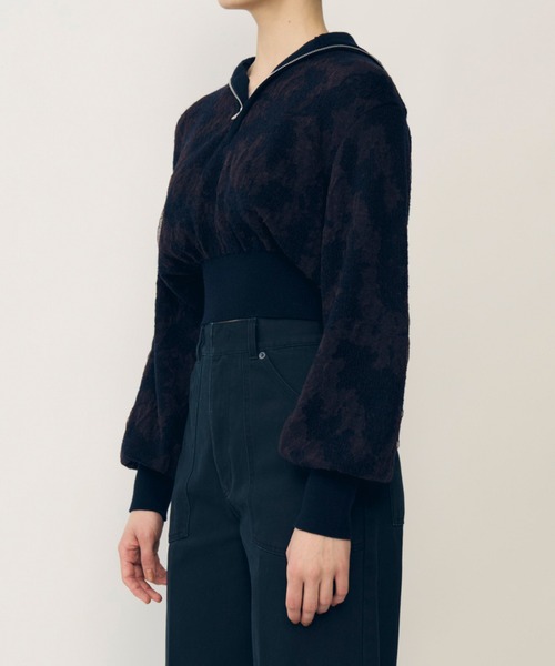 ニット セーター レイヤードジャカードジップアッププルオーバー / Layered Jacquard Zip-Up Pullover レディースの画像