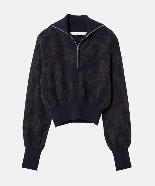 ニット セーター レイヤードジャカードジップアッププルオーバー / Layered Jacquard Zip-Up Pullover レディースの画像