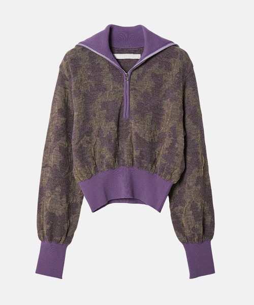 ニット セーター レイヤードジャカードジップアッププルオーバー / Layered Jacquard Zip-Up Pullover レディースの画像
