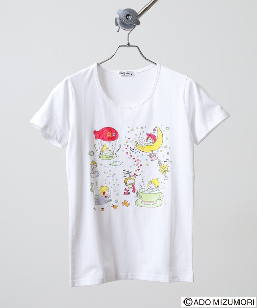 完売品！Admiral フローラルプリント 半袖Tシャツ（M） FUNALIVE（ファンアライブ） tシャツ 水森亜土 プリント半袖Tシャツ