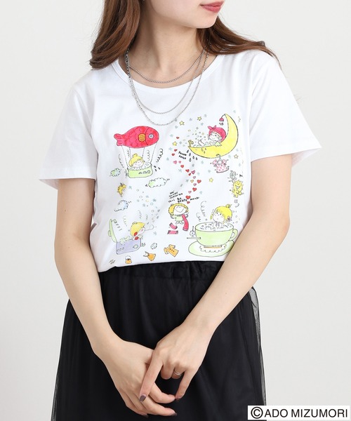 FUNALIVE（ファンアライブ） tシャツ 水森亜土 プリント半袖Tシャツ