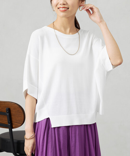 「Chez toi」 半袖ニット FREE オフホワイト レディース_画像3