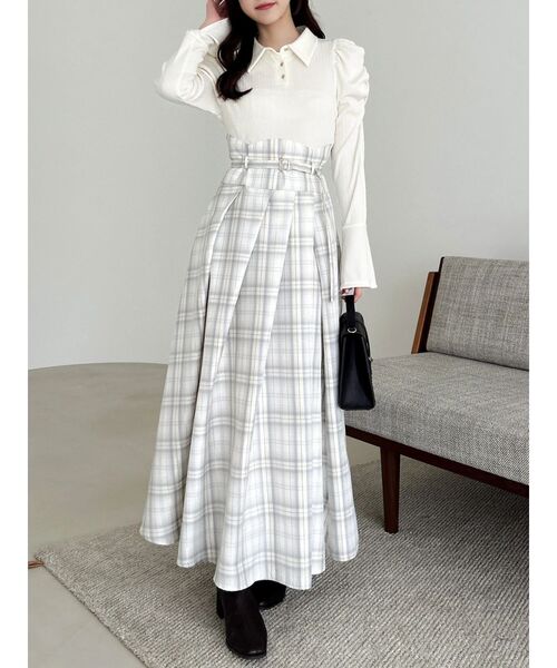 dazzlin（ダズリン） ワンピース シャツカラーコルセットタック