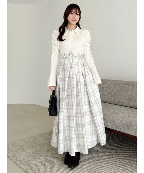 dazzlin（ダズリン） ワンピース シャツカラーコルセットタック