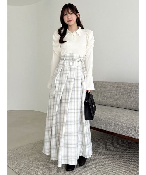 シャツカラーコルセットタックワンピース dazzlin（ダズリン） ワンピース シャツカラーコルセットタック