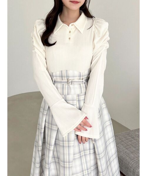 dazzlin（ダズリン） ワンピース シャツカラーコルセットタック