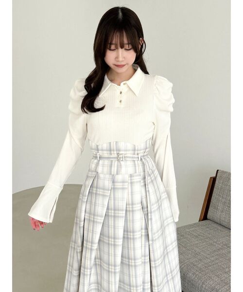 dazzlin（ダズリン） ワンピース シャツカラーコルセットタック