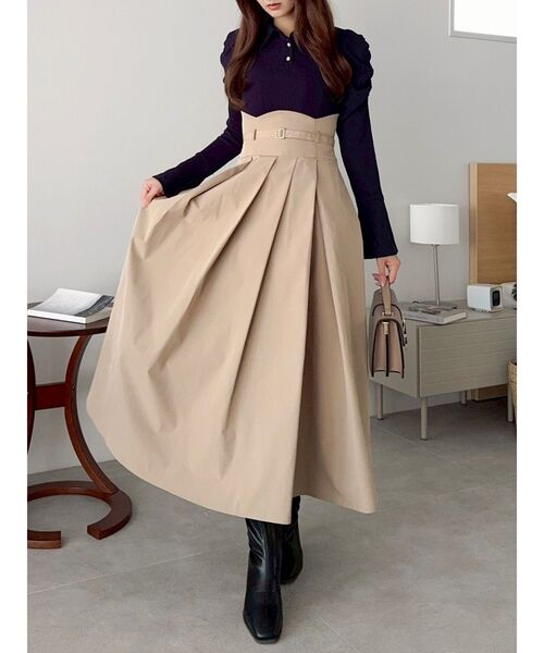 シャツカラーコルセットタックワンピース dazzlin（ダズリン） ワンピース シャツカラーコルセットタック