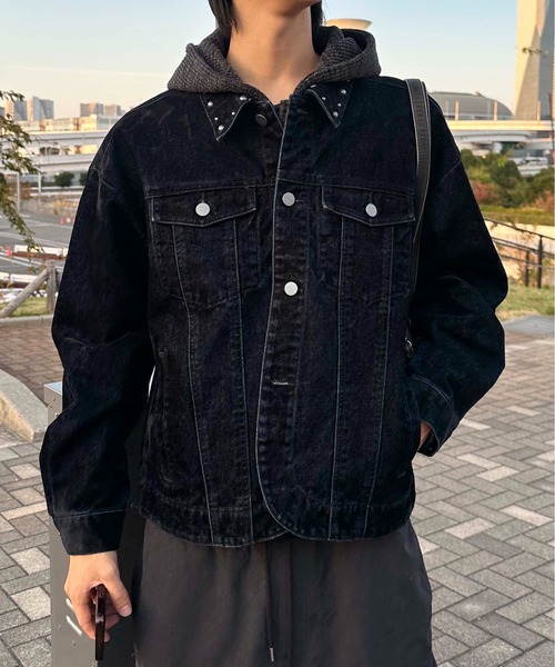 ジャケット テーラードジャケット Flocky Studs damage denim Jacket