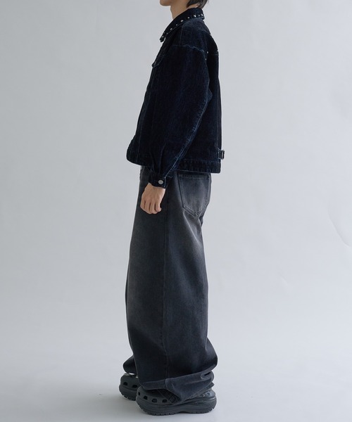 ジャケット テーラードジャケット Flocky Studs damage denim Jacket
