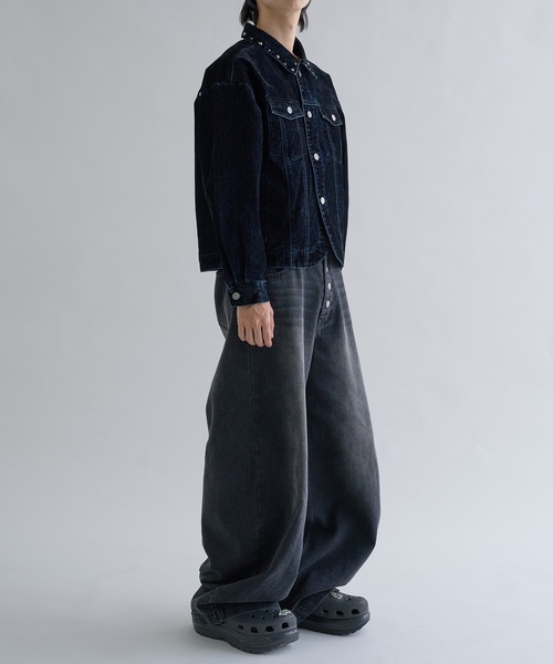ジャケット テーラードジャケット Flocky Studs damage denim Jacket