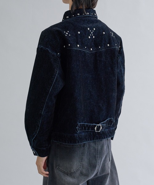 ジャケット テーラードジャケット Flocky Studs damage denim Jacket